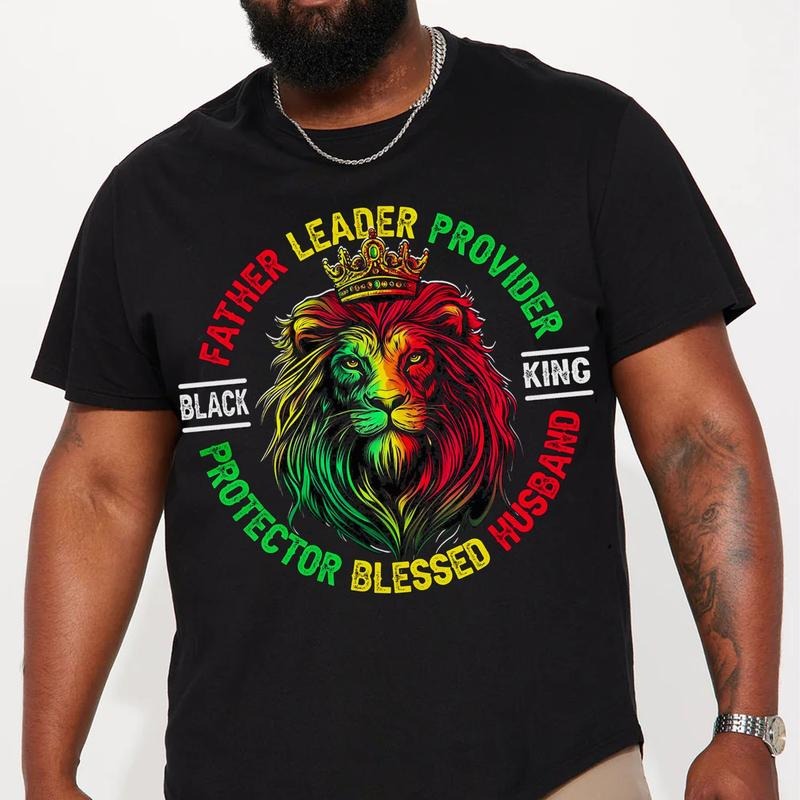 Black King Dad Lion Juneteenth Shirt Juneteenth 1865 Black Pride Father Him T-Shirts