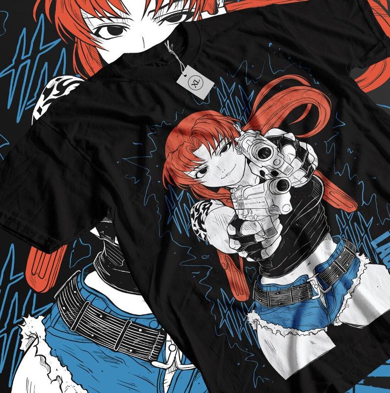 Black Lagoon Revy S 4XL Manga Strip Girl Anime Manga Shirt S 4XL T-Shirts
