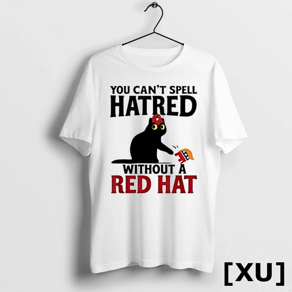 Black Cat You Cant Spell Hatred Without Red Hat Tshirts Sweater