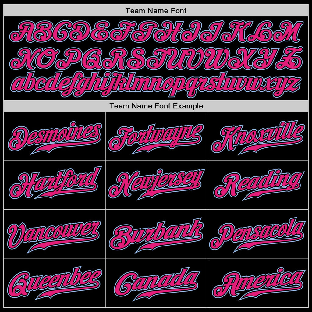Custom Black Light Blue Pinstripe Hot Pink-Light Blue Authentic Baseball Jersey