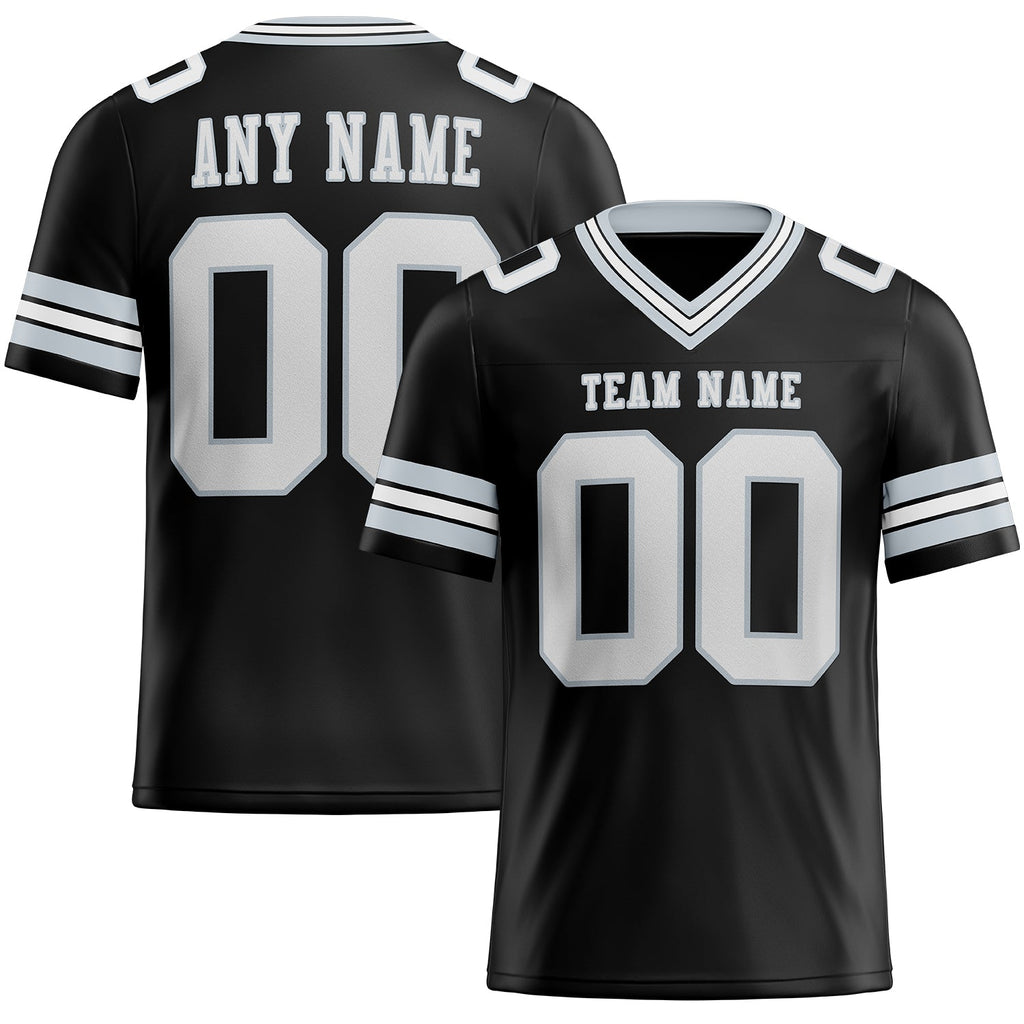 Custom Black White-Silver Authentic Football Jersey