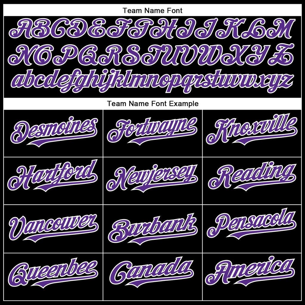 Custom Black Purple=White Authentic Baseball Jersey