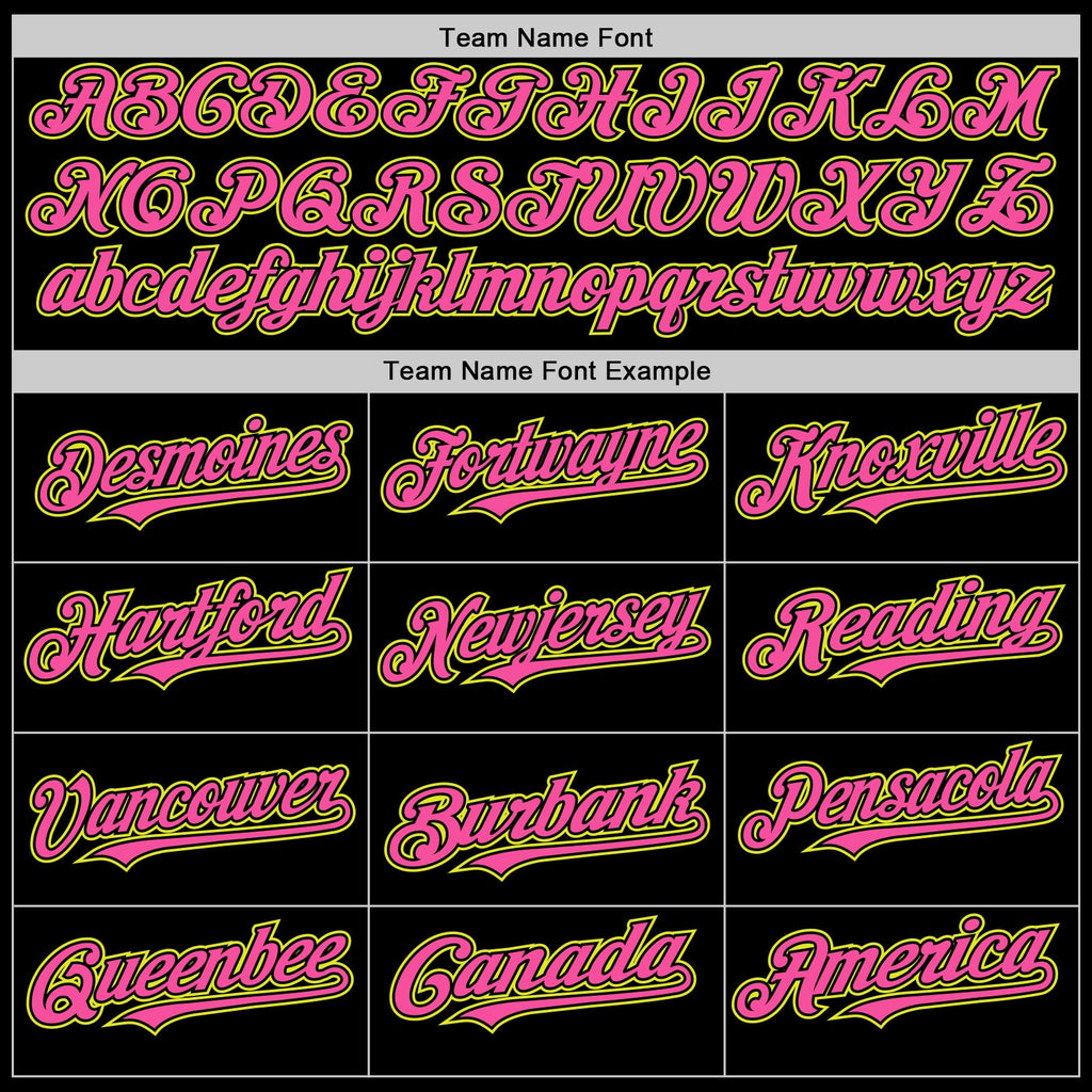 Custom Black Pink Pinstripe Neon Yellow Authentic Sleeveless Baseball Jersey