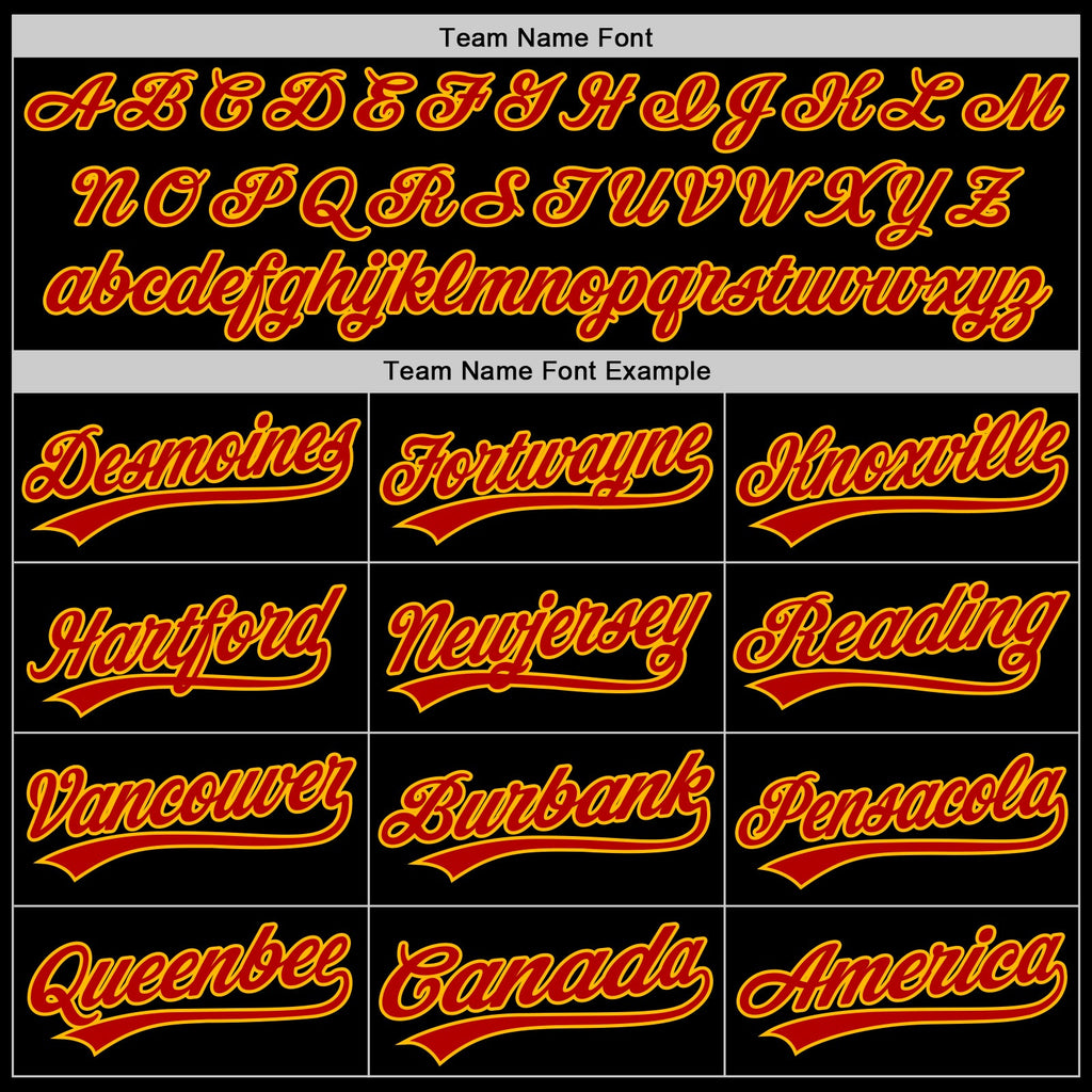 Custom Black Red-Gold Authentic Throwback Baseball Jersey