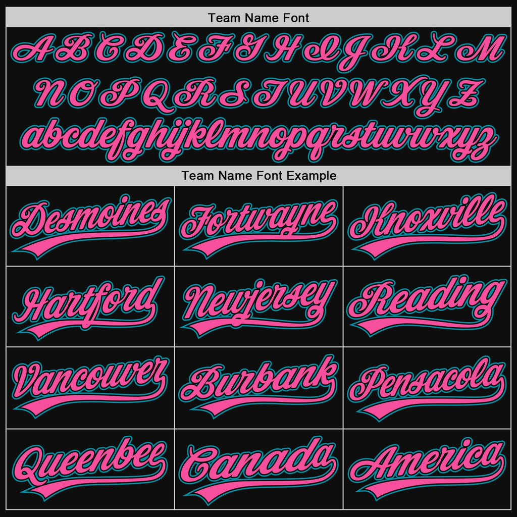 Custom Black Teal-Pink Authentic Throwback Baseball Jersey
