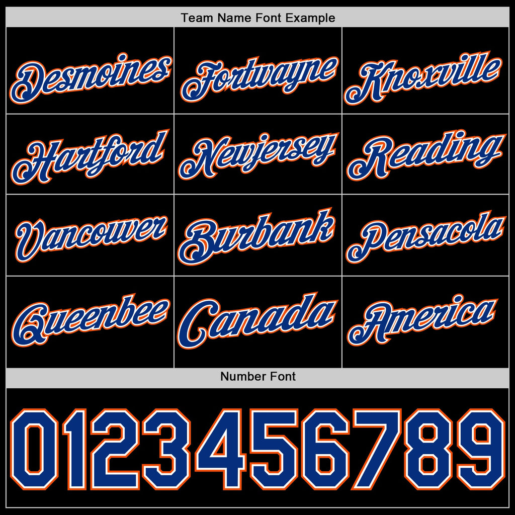 Custom Black Royal White-Orange Authentic Basketball Jersey