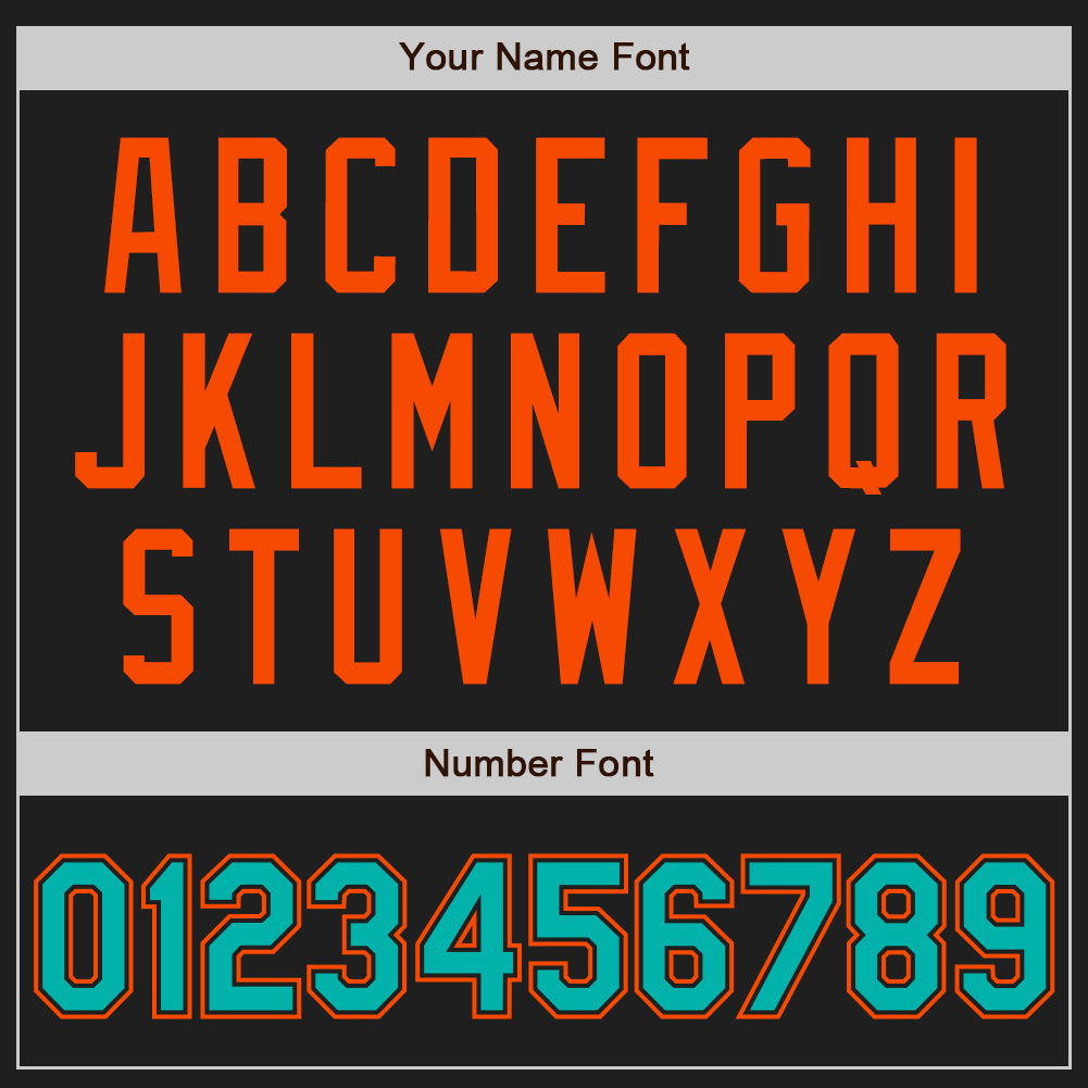Custom Black Aqua-Orange Authentic Baseball Jersey