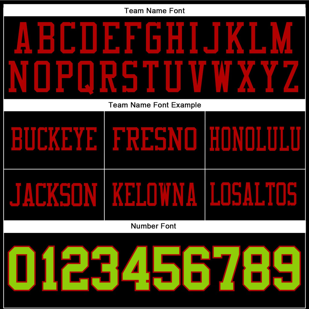 Custom Black Neon Green-Red Authentic Football Jersey