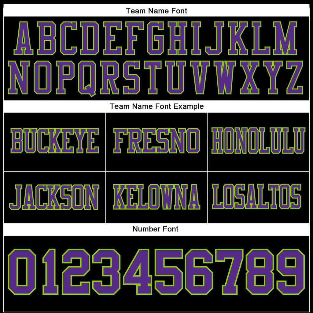 Custom Black Purple-Neon Green Authentic Football Jersey