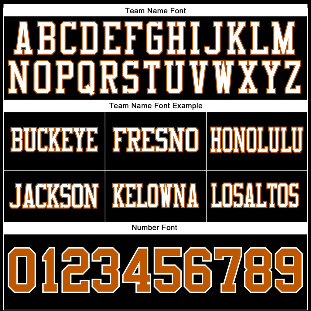 Custom Black Texas Orange-White Authentic Football Jersey