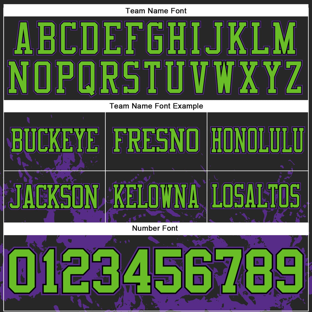 Custom Black Neon Green-Purple 3D Pattern Splash Authentic Football Jersey