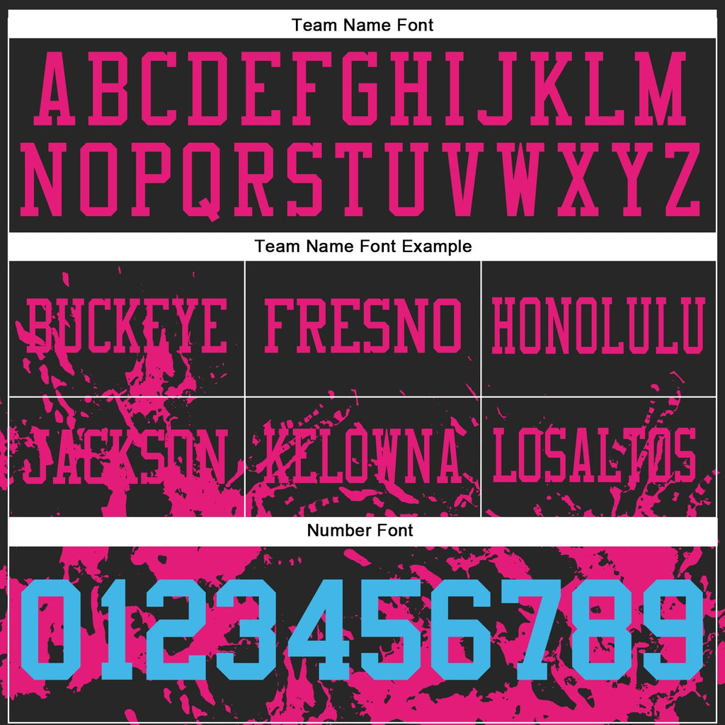 Custom Black Sky Blue-Hot Pink 3D Pattern Splash Authentic Football Jersey