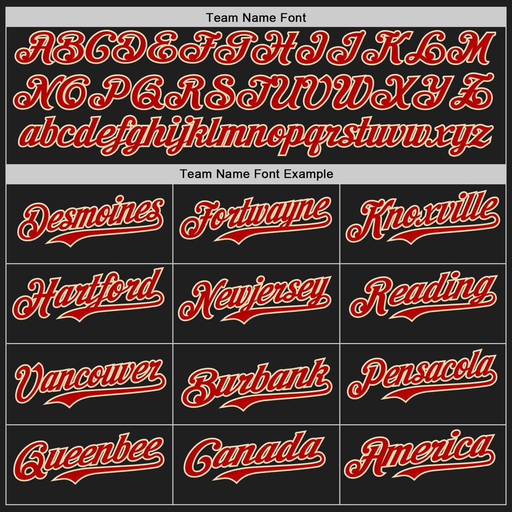 Custom Black Cream-Red Authentic Baseball Jersey