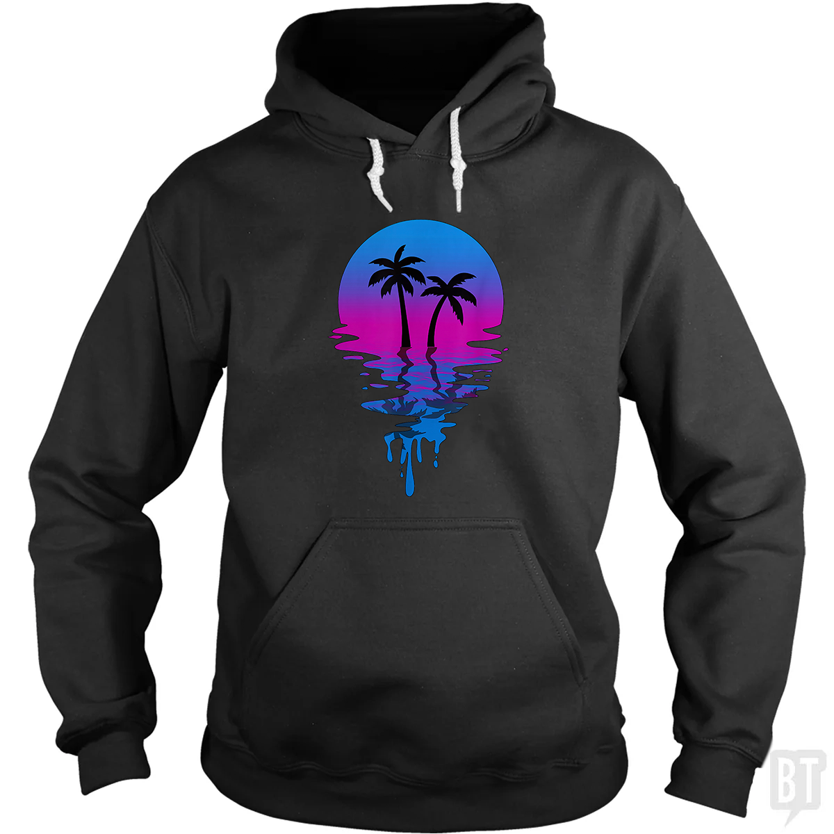 Vintage Retro Sunset Palm Tree Hoodie