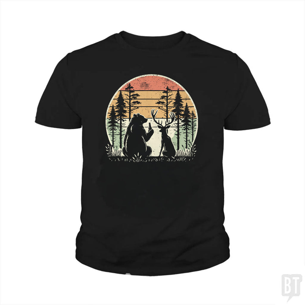 Bear And Deer Share A Beer Kids Shirt