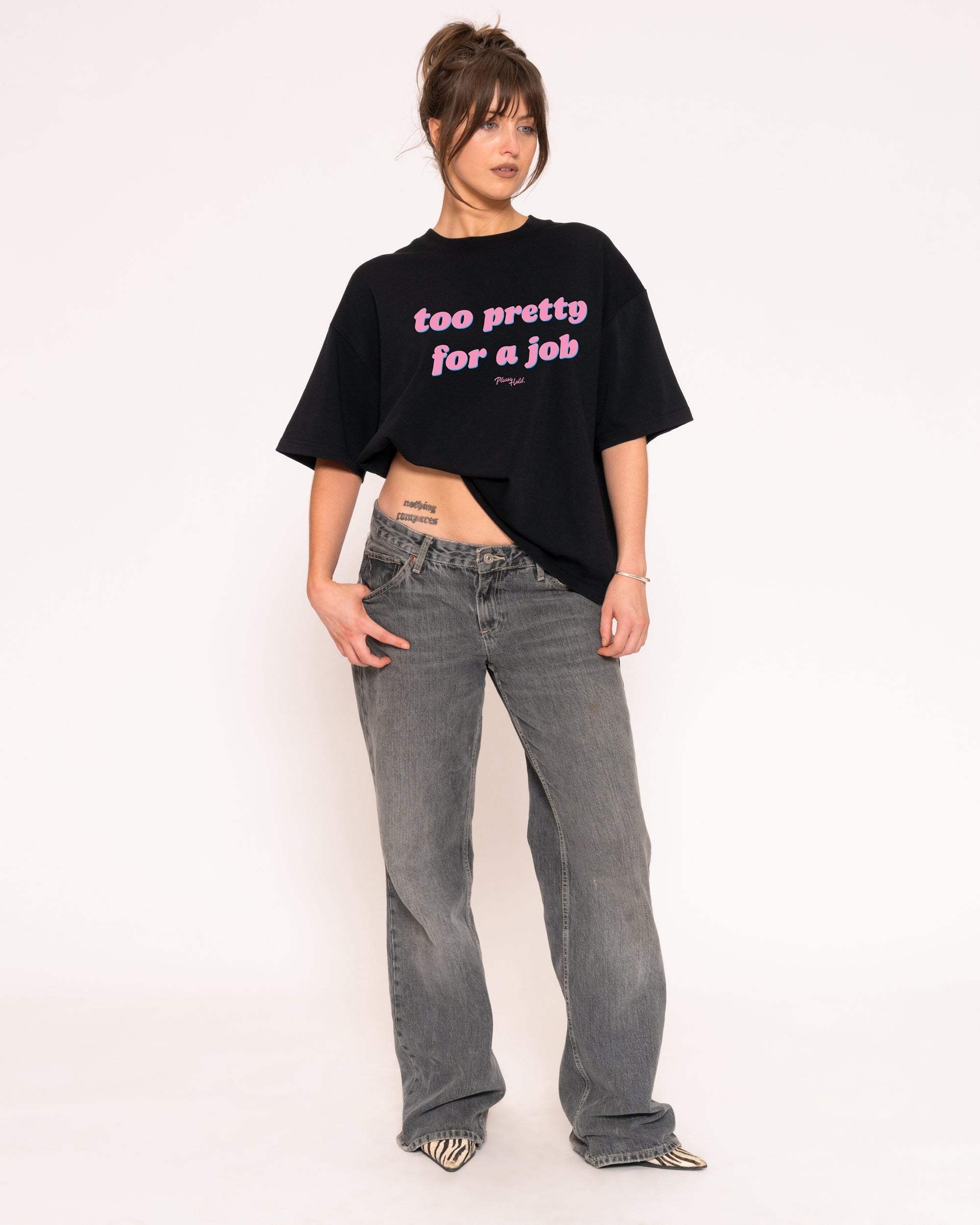 Too Pretty For A Job Boxy Crop Tee