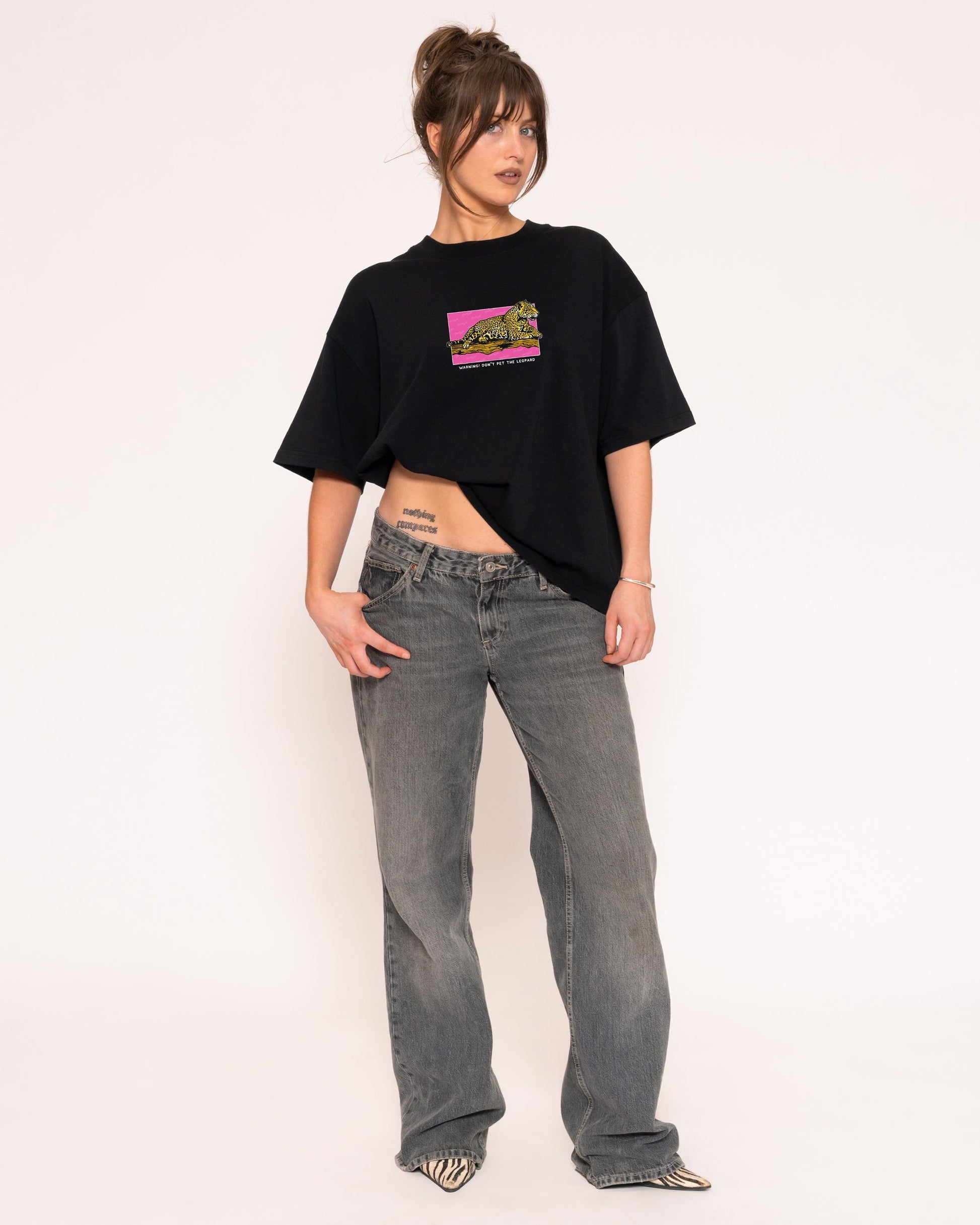 Warning! Don't Pet The Leopard Boxy Crop Tee
