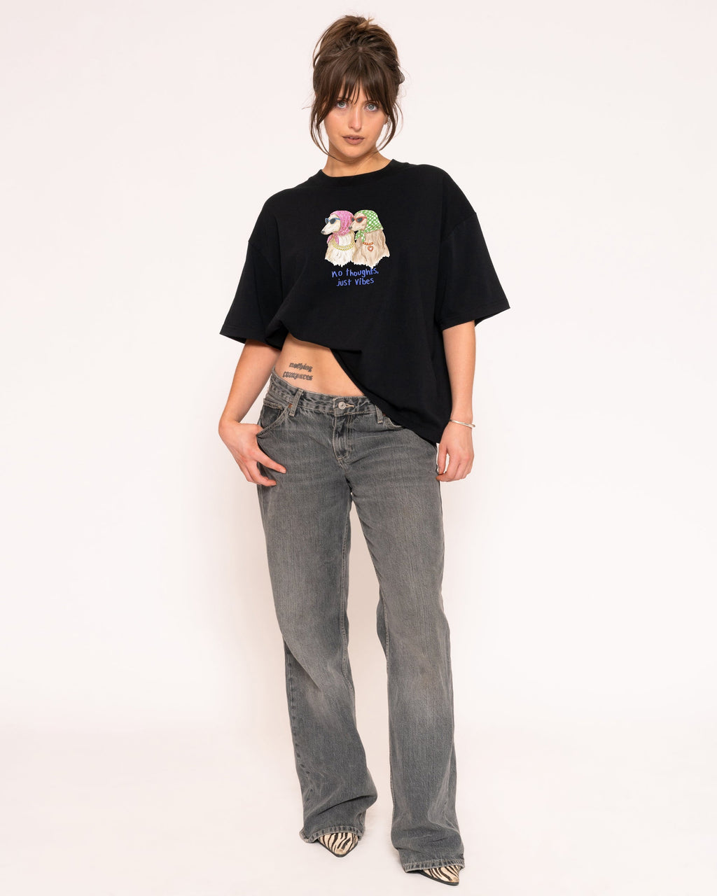 No Thoughts, Just Vibes Boxy Crop Tee
