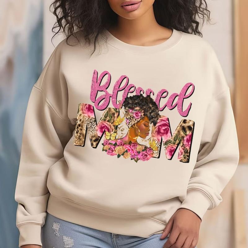 Blessed Mom Afro Woman Black Woman Christian Afro Floral Mom Shirt Mom T-Shirts