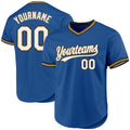 Custom Blue Old Gold-Black Authentic Throwback Baseball Jersey