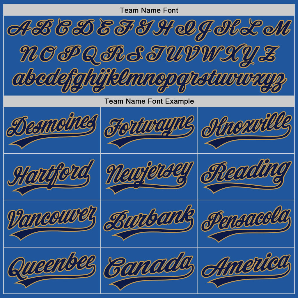 Custom Blue Navy-Old Gold Authentic Throwback Baseball Jersey
