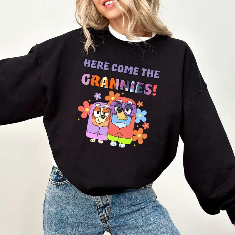 Bluey Bingo Here Come Grannies Flower Shirt Bluey Bluey Bingo Shirt Bluey Bluey Shirt Grandma T-Shirts