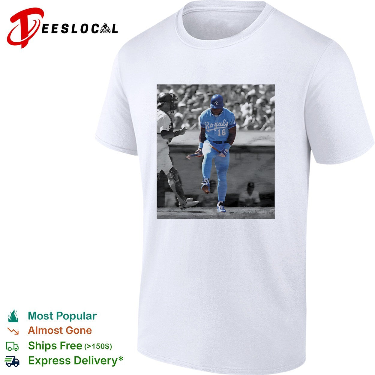 Bo Jackson Kansas City Royals Pay Homage Broken Bat 16 Tee (1)