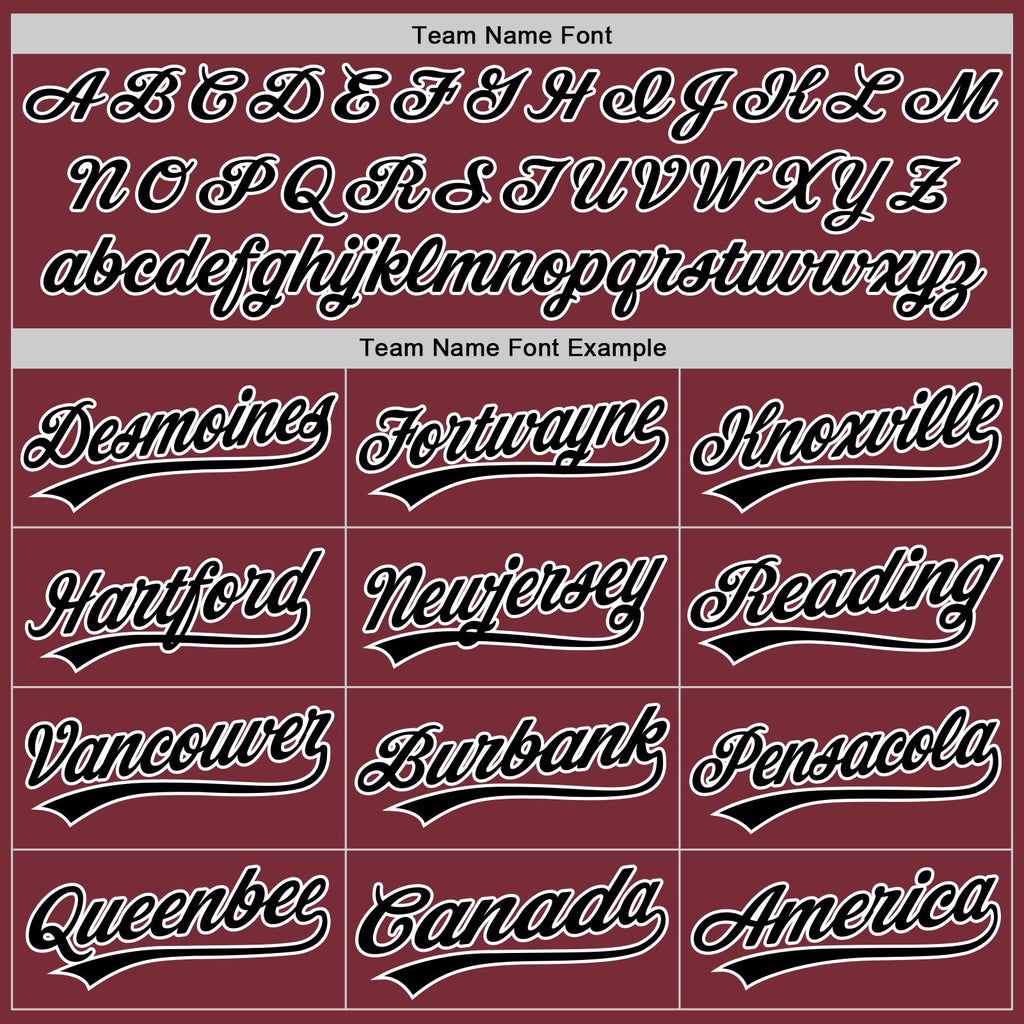 Custom Burgundy Black-White Authentic Baseball Jersey
