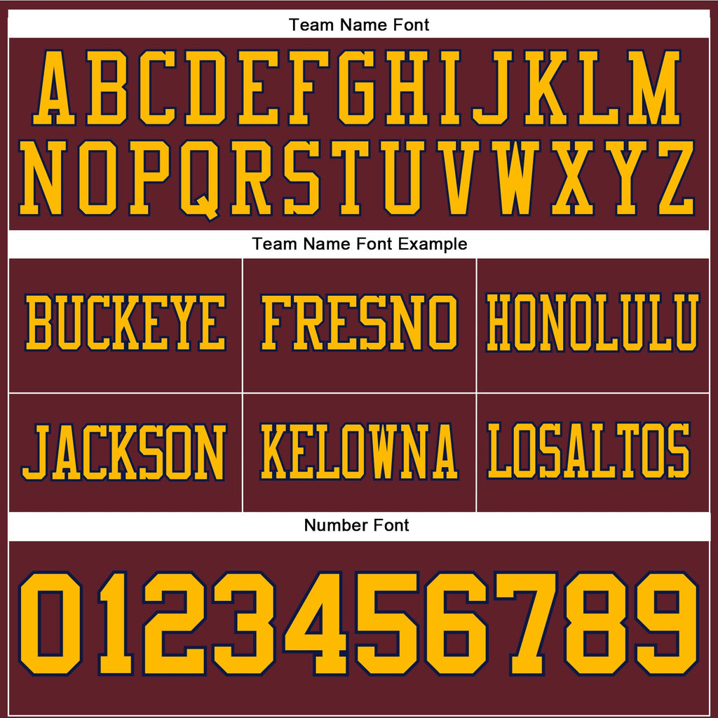 Custom Burgundy Gold-Navy Authentic Football Jersey