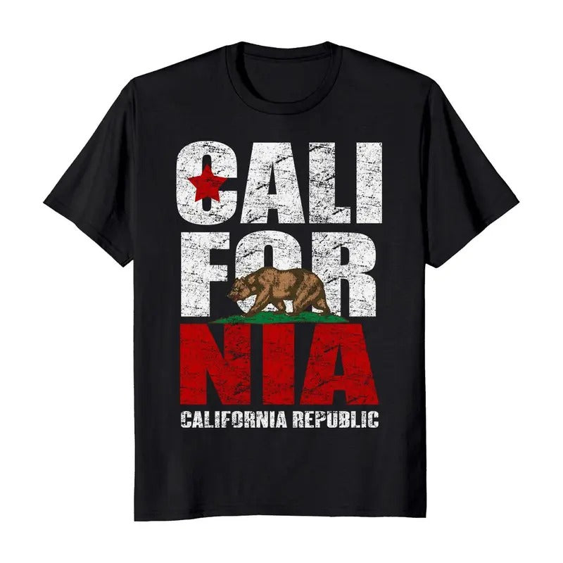 California Republic Classic Casual Cotton Menswear Soft Top Jacket Streetwear T-Shirts
