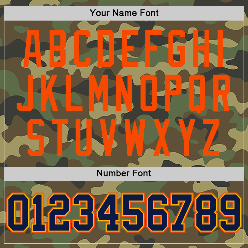 Custom Camo Navy Gold-Orange Authentic Salute To Service Basketball Jersey