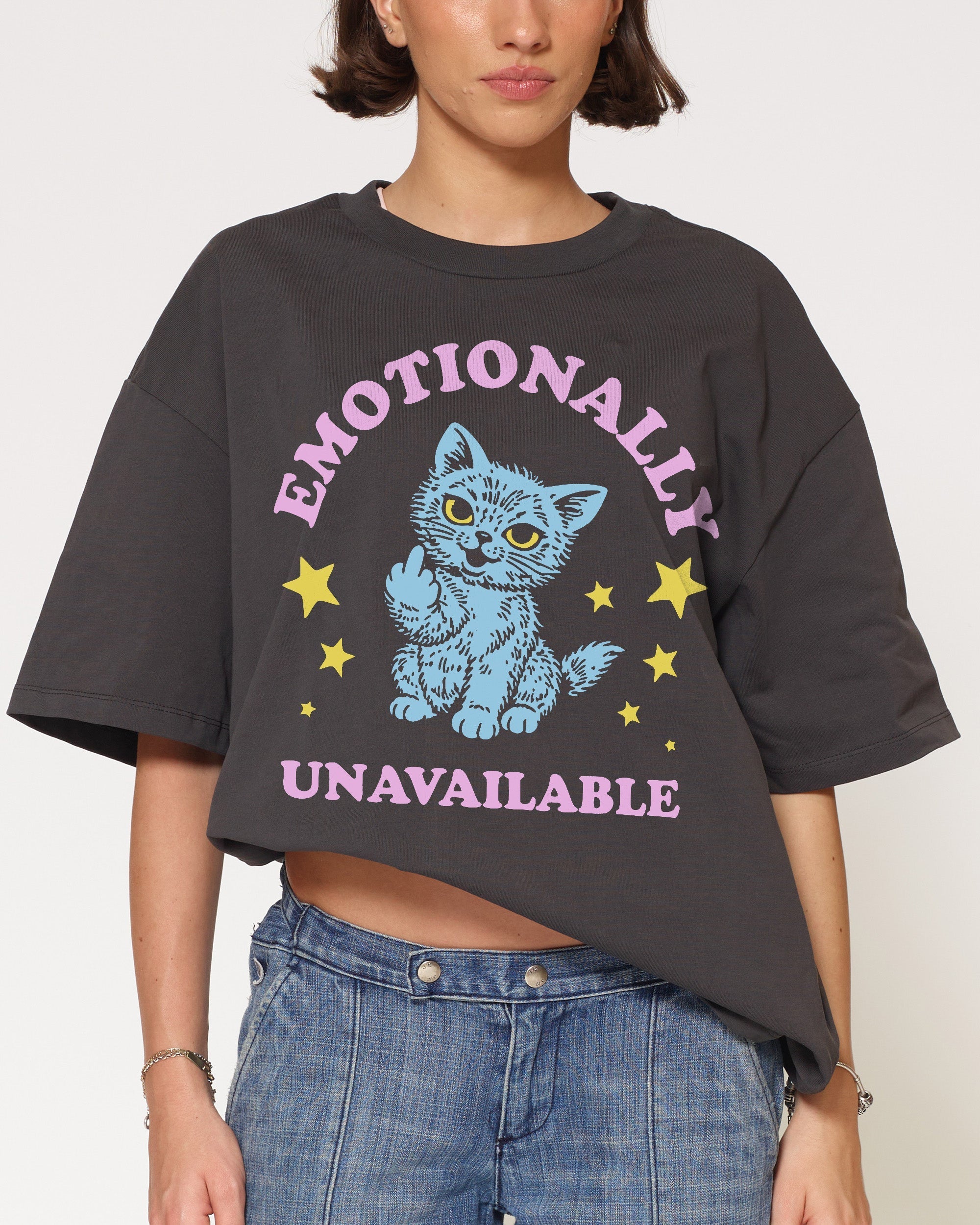 Emotionally Unavailable Cat Oversized Tee