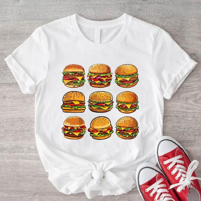 Cheeseburger Hamburger Lover Shirt Burger Foodie Friend Short Sleeve Burger Shirt T-Shirts