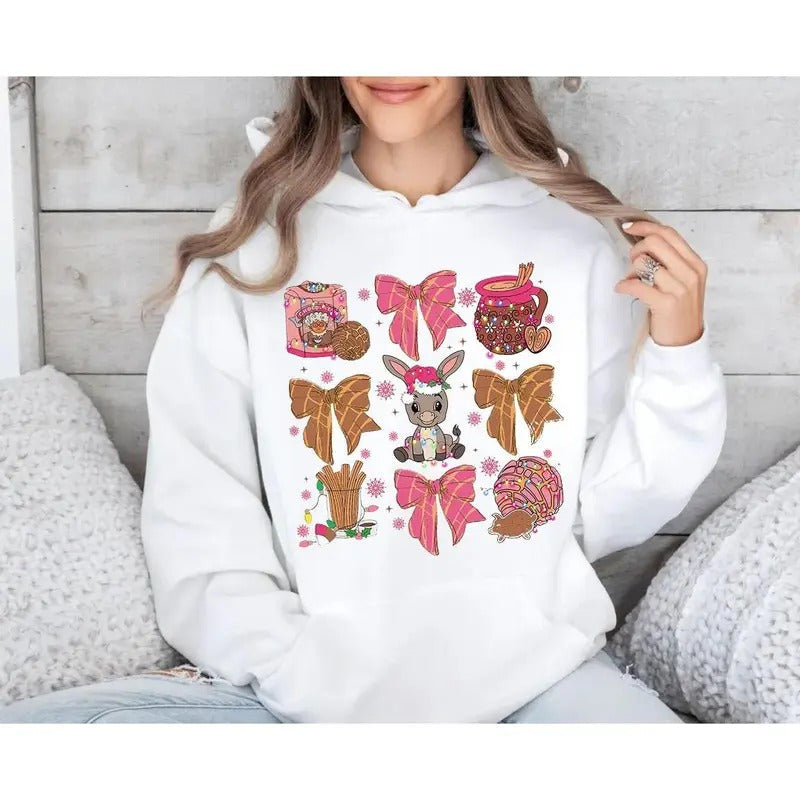 Chic Season Cozy Mexican Inspired Fun Pink Spanish Tuki Donkey Chocolate Motif T-Shirts