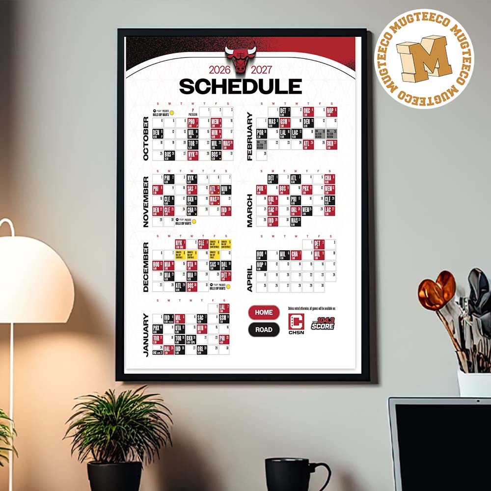 Chicago Bulls NBA 2026 2027 Schedule Home Decor Poster Canvas