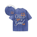 Child God Smileface Christian 2 Sided Comfy Printed Pure Cotton Fabric Casual Streetstyle Crew Neck Short Sleeve Soft Washed Tops Perfect T-Shirts