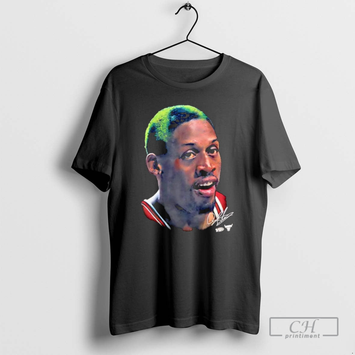Classic Chicago Bulls Dennis Rodman Big Face Signature Graphic Shirt Sweater