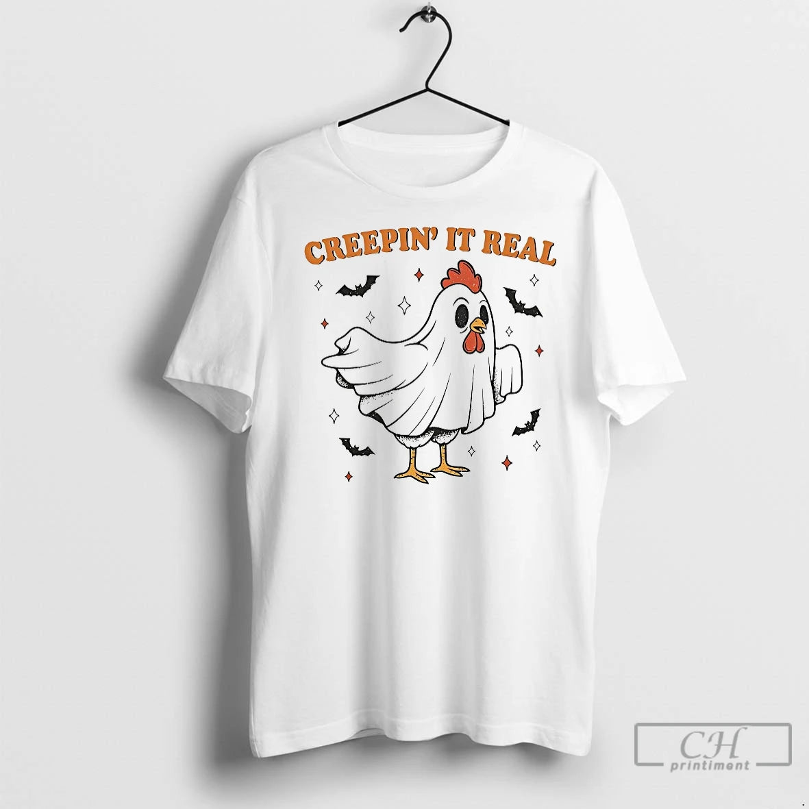 Classic Chicken Ghost Creepin It Real Halloween
