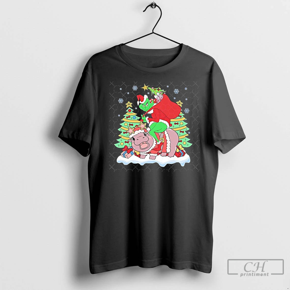 Classic Christmas Grinch Riding Moo Deng