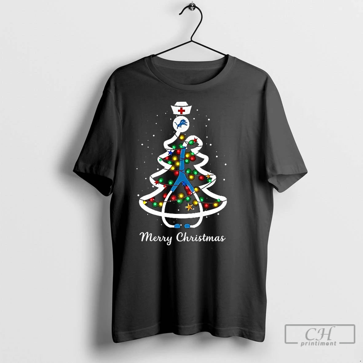 Classic Detroit Lions Christmas Tree Stethoscope Merry Christmas
