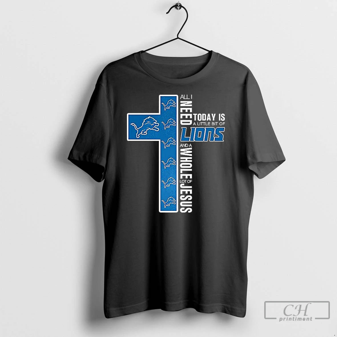 Classic Detroit Lions Football I Need A Lot Of Jesus Cross Christian