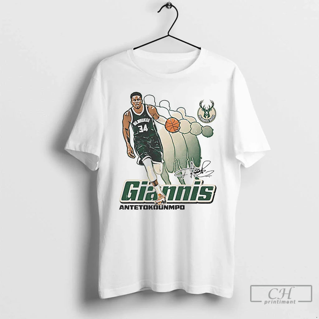 Classic Giannis Antetokounmpo Milwaukee Bucks Retro Signature