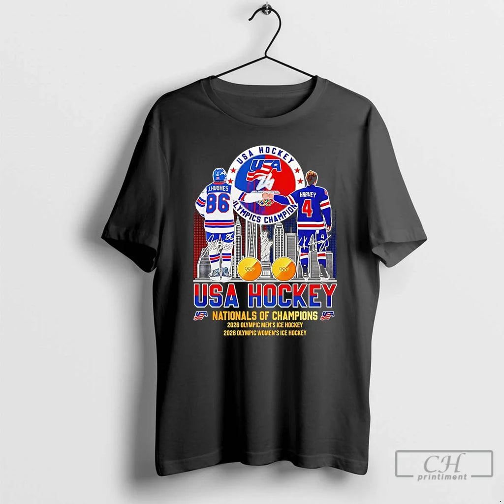 Classic Golden Glory Team Usa Hockey 2026 National Champions City Skyline