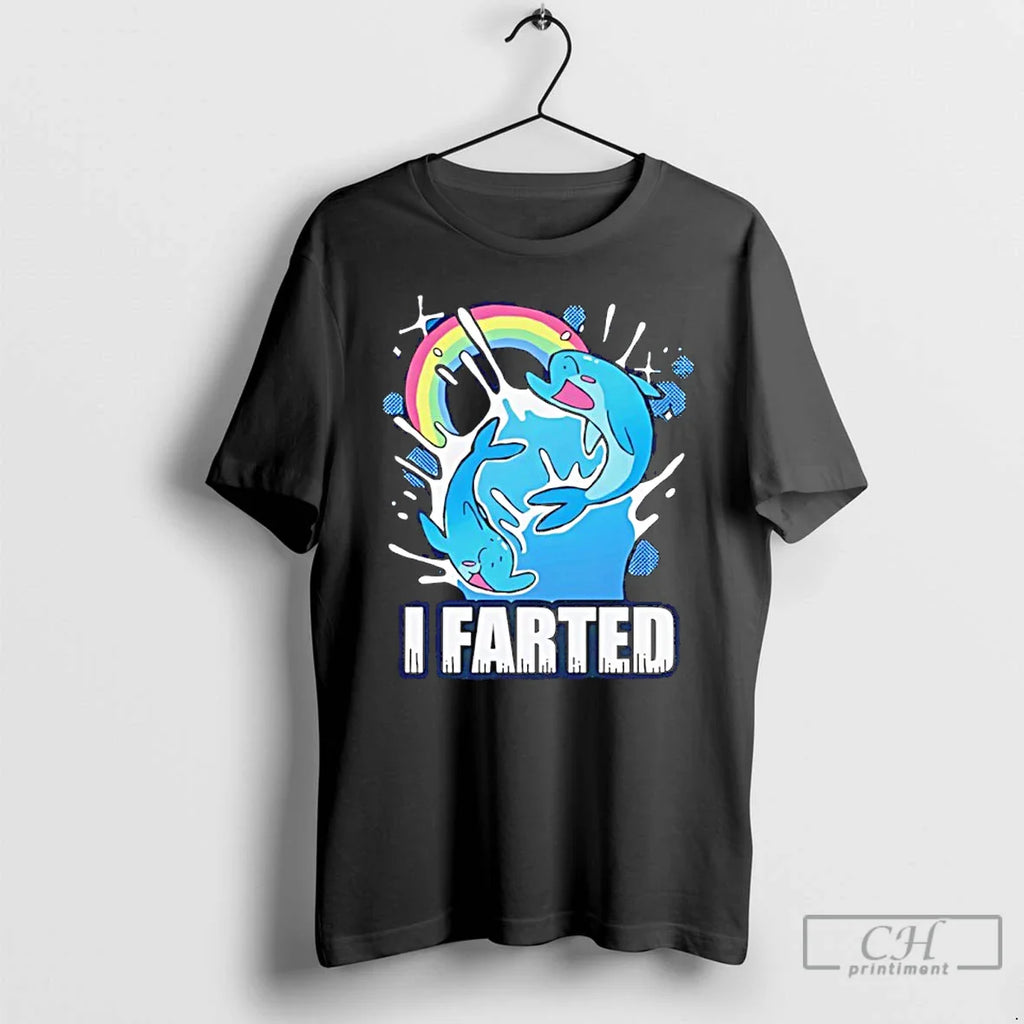 Classic I Farted Dolphin Rainbow Cartoon