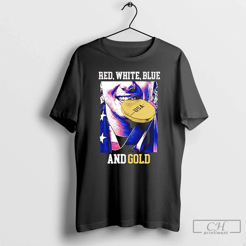 Classic Jack Hughes Red White Blue And Gold Usa Hockey 2026 Winter Olympics T Shirts