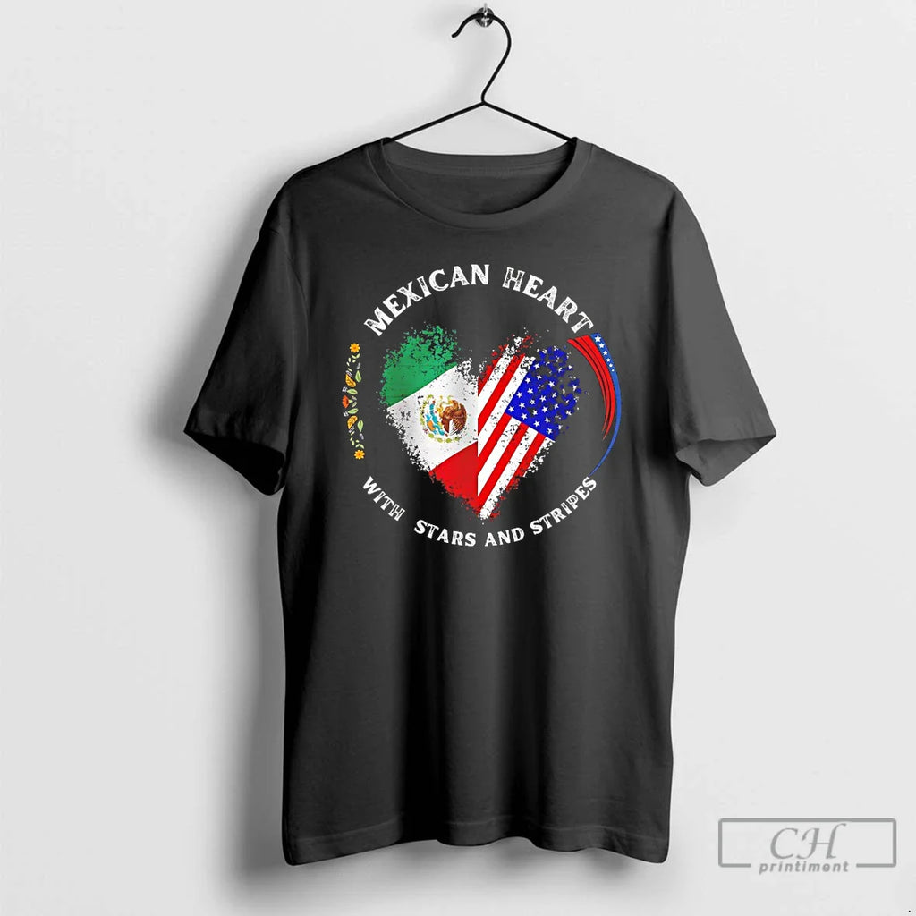 Classic Mexican Heart With Stars And Stripes
