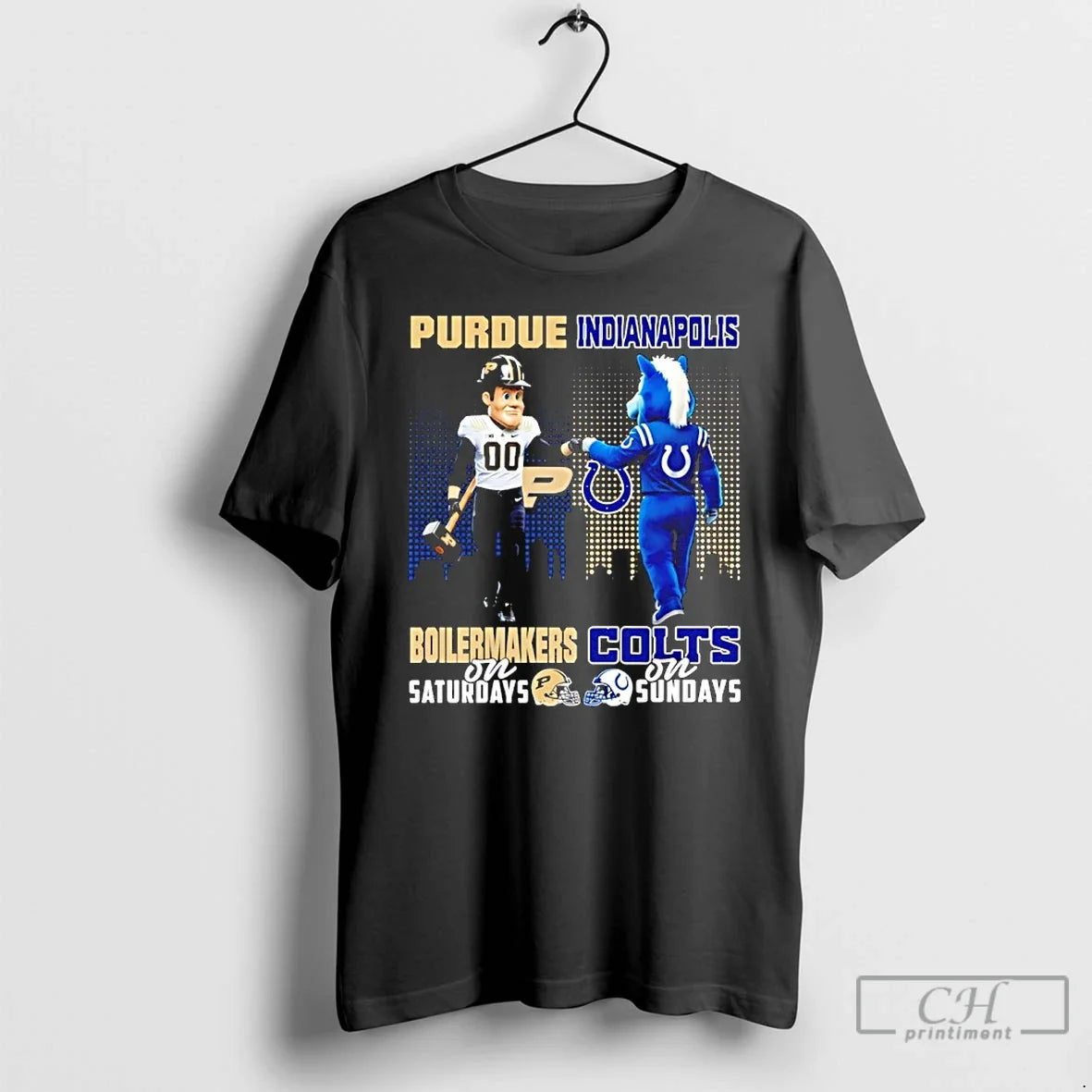 Classic Purdue Boilermakers Saturdays Vs Indianapolis Colts Sundays Mascot Skyline T-Shirts