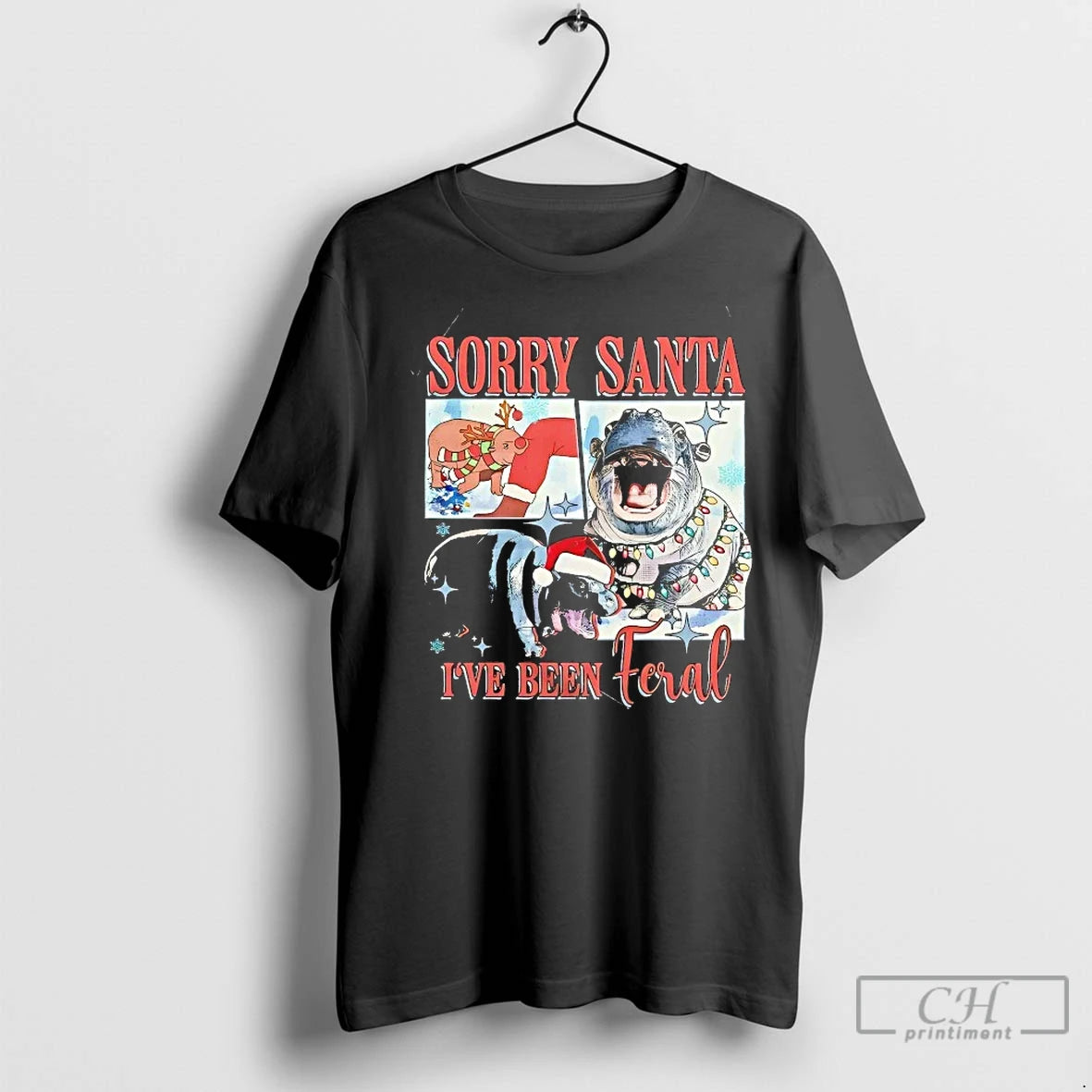 Classic Sorry Santa Ive Been Feral Moo Deng Christmas