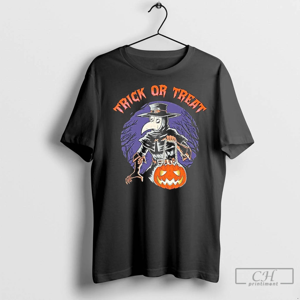 Classic Trick Or Treat Plague Doctor Holding Jack O Lantern