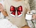 Coquette Santa Bow Shirt Cute Casual Fall Softstyle Printed Cotton T-Shirts